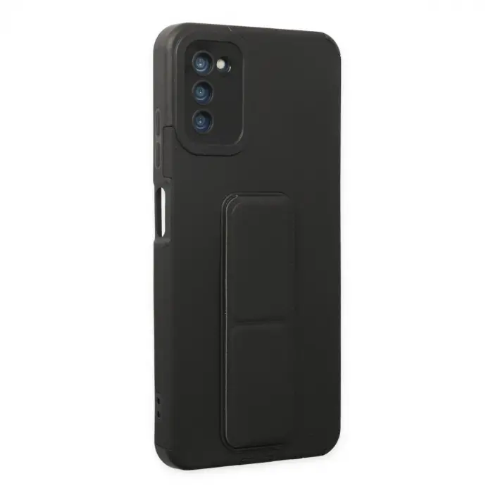 Samsung Galaxy A03s Kılıf Mega Standlı Silikon - Siyah
