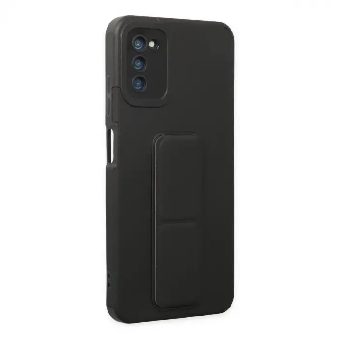 Samsung Galaxy A03s Kılıf Mega Standlı Silikon - Siyah