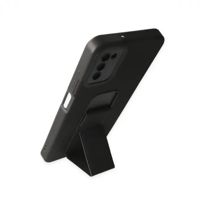 Samsung Galaxy A03s Kılıf Mega Standlı Silikon - Siyah