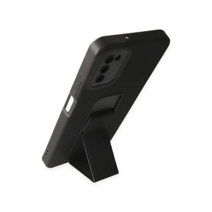 Samsung Galaxy A03s Kılıf Mega Standlı Silikon - Siyah