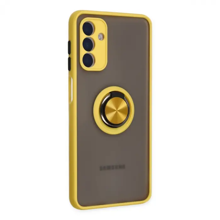 Samsung Galaxy A04s Kılıf Montreal Yüzüklü Silikon Kapak - Sarı