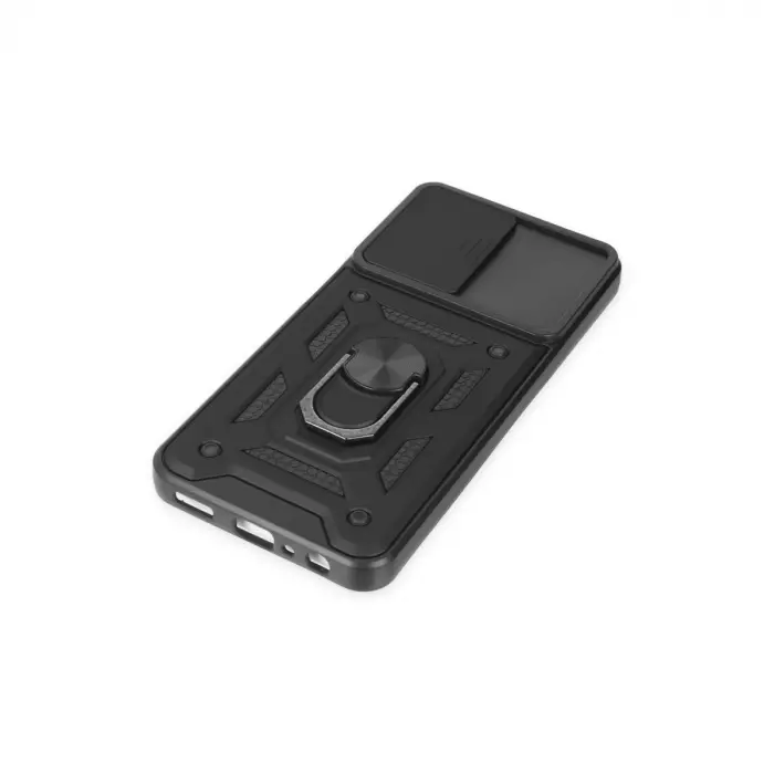 Samsung Galaxy A04s Kılıf Pars Lens Yüzüklü Silikon - Siyah