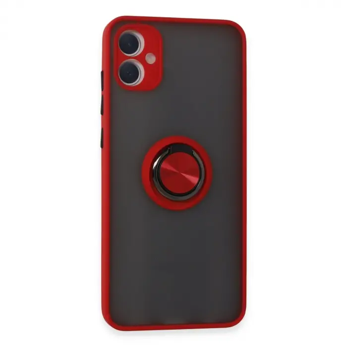 Samsung Galaxy A05 Kılıf Montreal Yüzüklü Silikon Kapak - Kırmızı