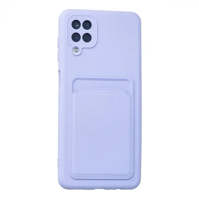 Samsung Galaxy A12 Kılıf Kelvin Kartvizitli Silikon - Lila