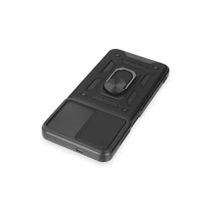 Samsung Galaxy A14 4g Kılıf Pars Lens Yüzüklü Silikon - Siyah
