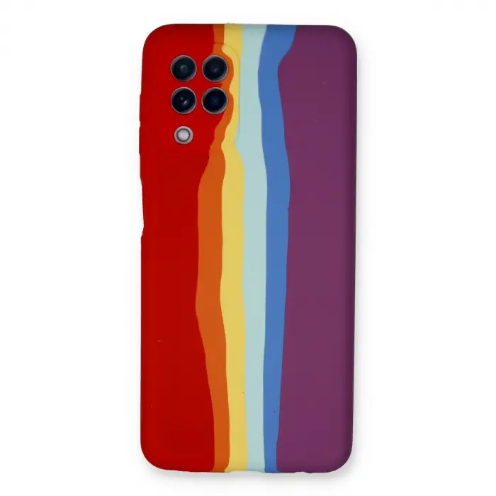 Samsung Galaxy A22 Kılıf Ebruli Lansman Silikon - Kırmızı-mor