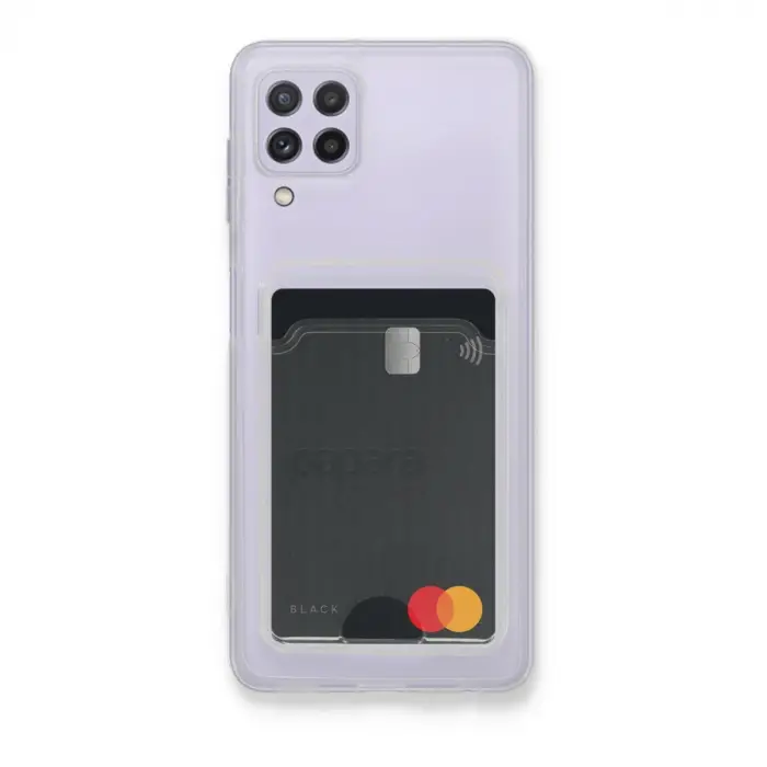 Samsung Galaxy A22 Kılıf Kart Şeffaf Silikon - Şeffaf