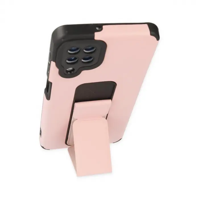 Samsung Galaxy A22 Kılıf Mega Standlı Silikon - Pudra