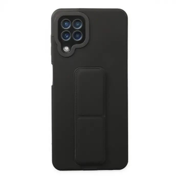 Samsung Galaxy A22 Kılıf Mega Standlı Silikon - Siyah