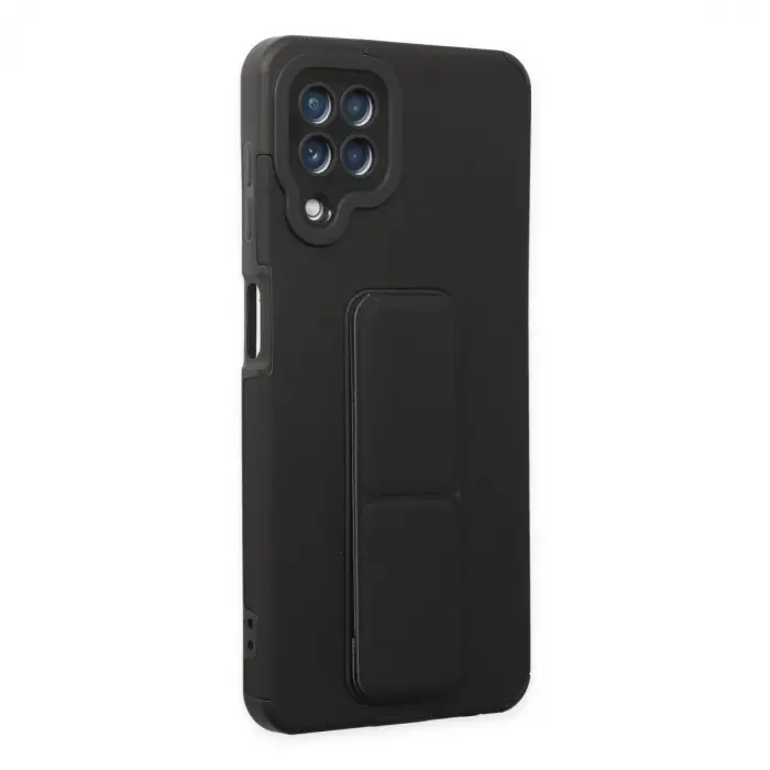 Samsung Galaxy A22 Kılıf Mega Standlı Silikon - Siyah