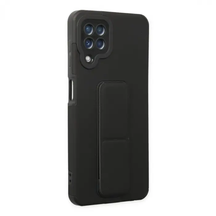 Samsung Galaxy A22 Kılıf Mega Standlı Silikon - Siyah