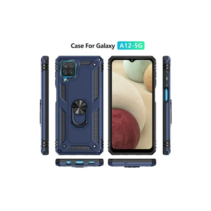 Samsung Galaxy A22 Kılıf Sofya Yüzüklü Silikon Kapak - Lacivert