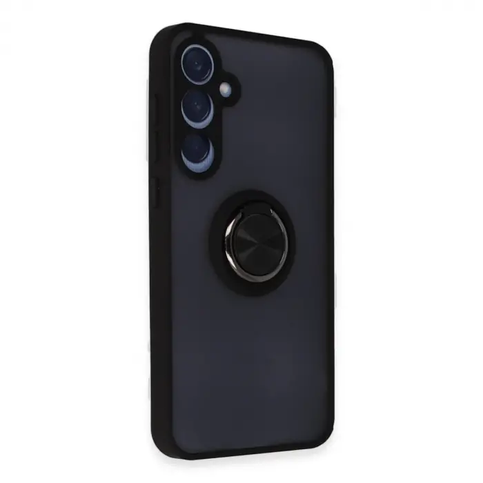 Samsung Galaxy A25 5g Kılıf Montreal Yüzüklü Silikon Kapak - Siyah