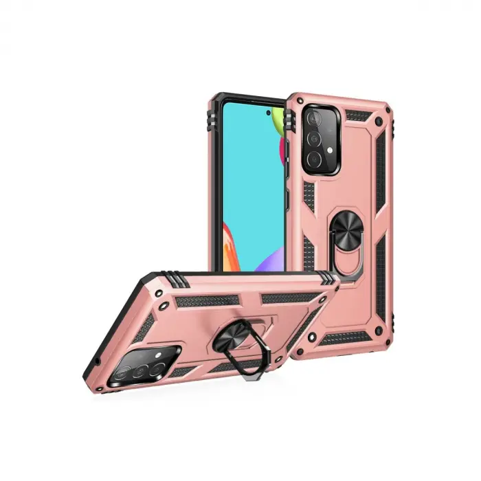 Samsung Galaxy A32 Kılıf Sofya Yüzüklü Silikon Kapak - Rose