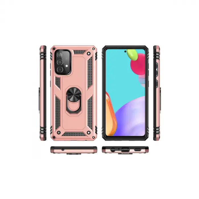 Samsung Galaxy A32 Kılıf Sofya Yüzüklü Silikon Kapak - Rose