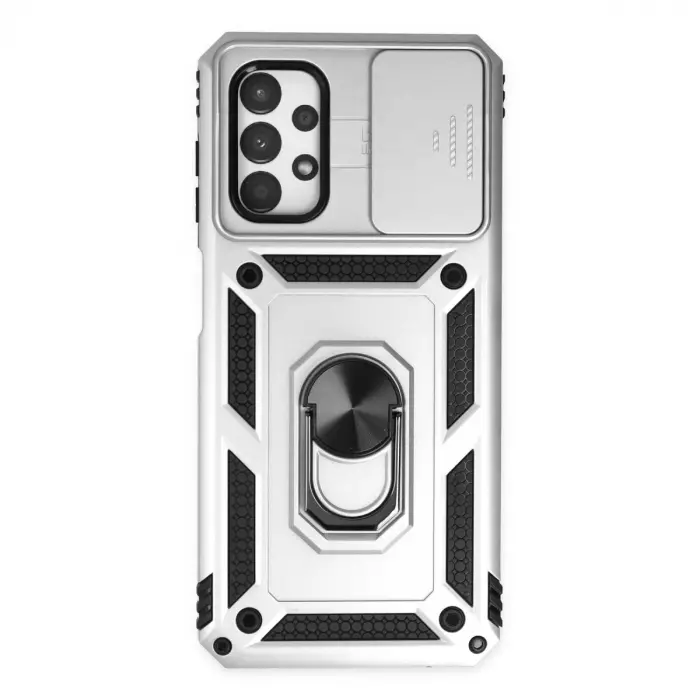 Samsung Galaxy A33 5g Kılıf Pars Lens Yüzüklü Silikon - Gümüş