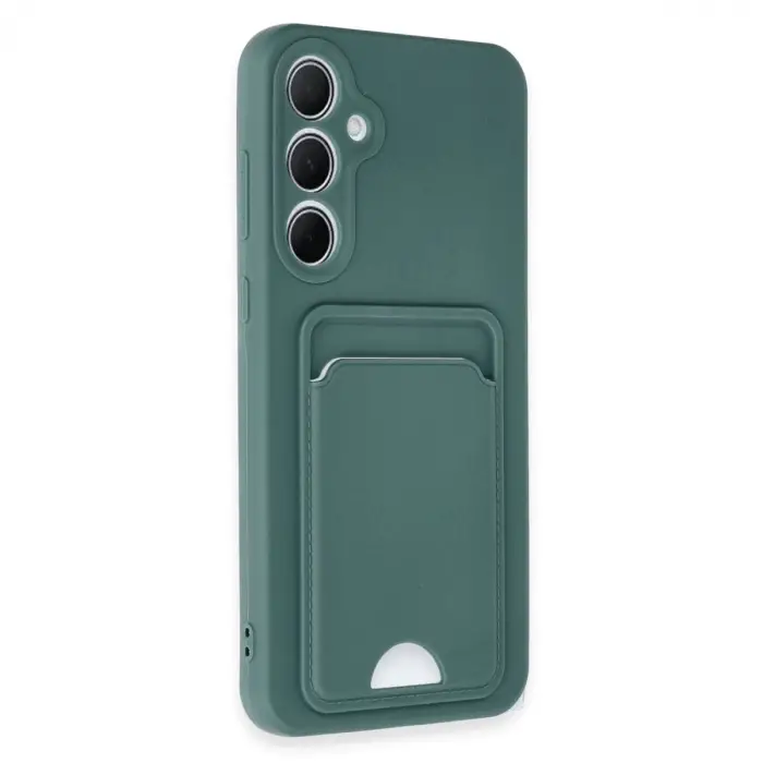 Samsung Galaxy A35 5g Kılıf Kelvin Kartvizitli Silikon - Koyu Yeşil