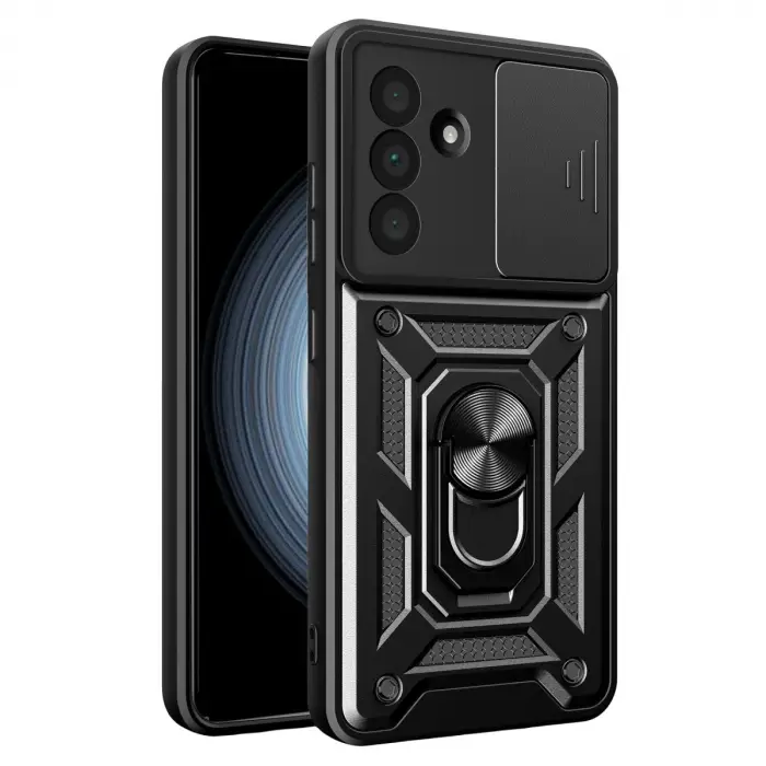 Samsung Galaxy A37 5g Pars Lens Yüzüklü Silikon - Siyah