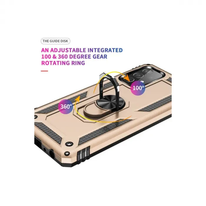 Samsung Galaxy A52 Kılıf Sofya Yüzüklü Silikon Kapak - Gold