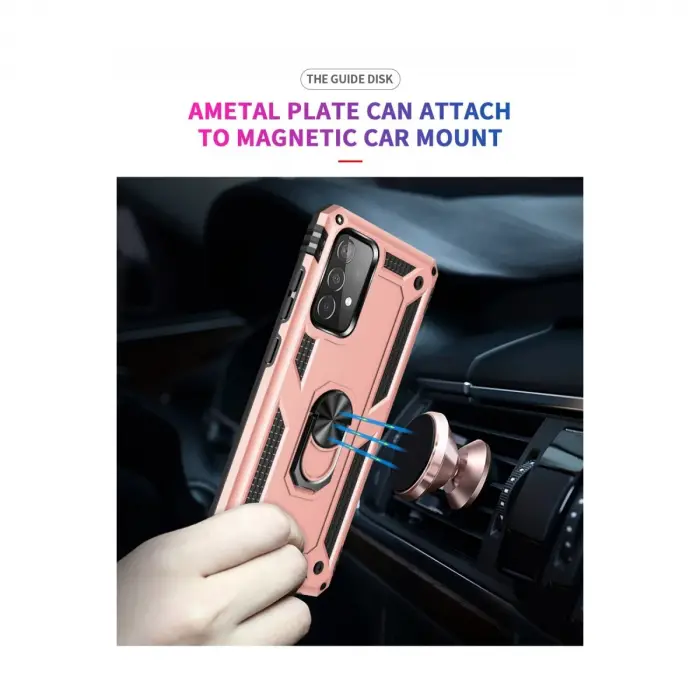 Samsung Galaxy A52 Kılıf Sofya Yüzüklü Silikon Kapak - Rose