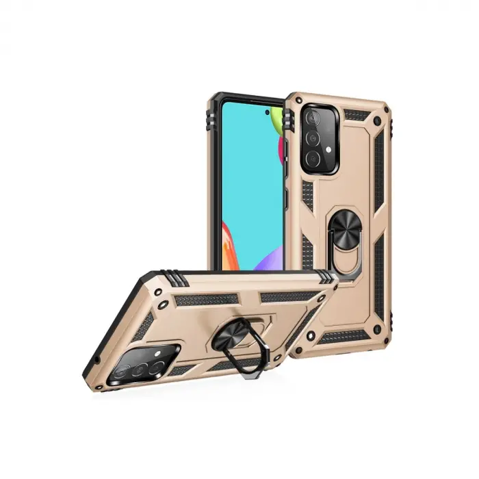 Samsung Galaxy A53 5g Kılıf Sofya Yüzüklü Silikon Kapak - Gold