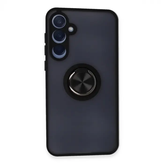 Samsung Galaxy A55 5g Kılıf Montreal Yüzüklü Silikon Kapak - Siyah