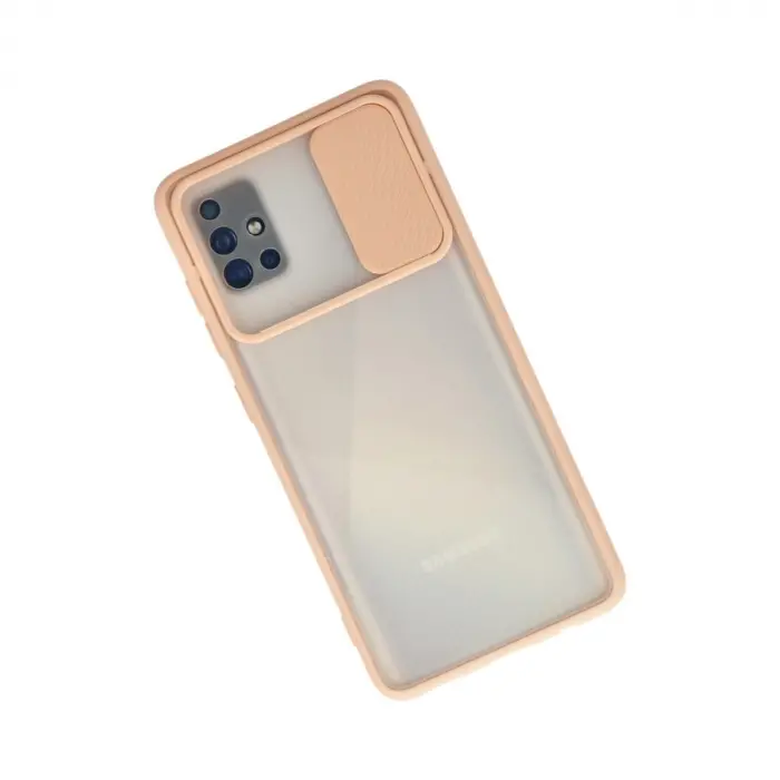 Samsung Galaxy A71 Kılıf Palm Buzlu Kamera Sürgülü Silikon - Pembe