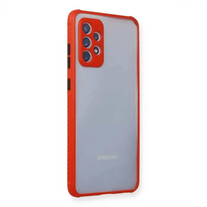 Samsung Galaxy A72 Kılıf Miami Şeffaf Silikon - Kırmızı
