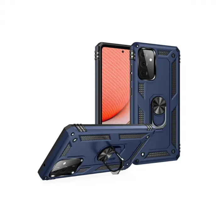 Samsung Galaxy A72 Kılıf Sofya Yüzüklü Silikon Kapak - Lacivert