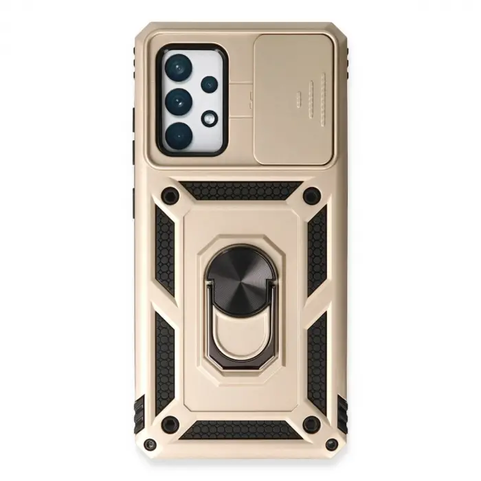 Samsung Galaxy A73 5g Kılıf Pars Lens Yüzüklü Silikon - Gold