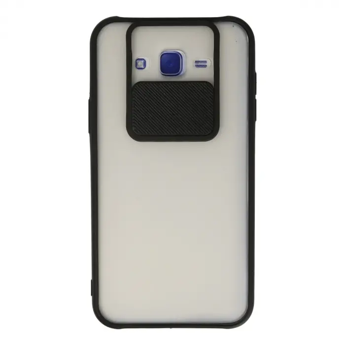 Samsung Galaxy J7 Kılıf Palm Buzlu Kamera Sürgülü Silikon - Siyah