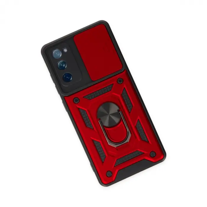 Samsung Galaxy S20 Fe Kılıf Pars Lens Yüzüklü Silikon - Kırmızı