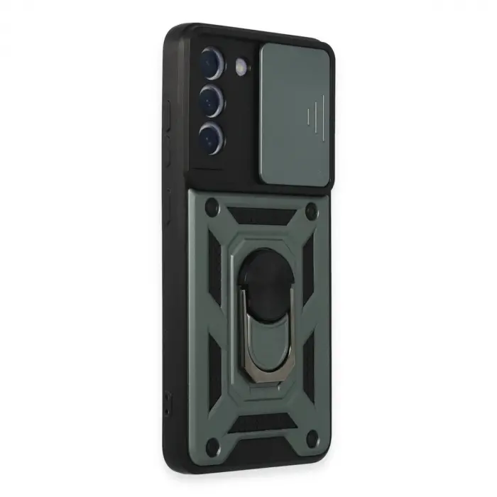 Samsung Galaxy S21 Fe Kılıf Pars Lens Yüzüklü Silikon - Yeşil