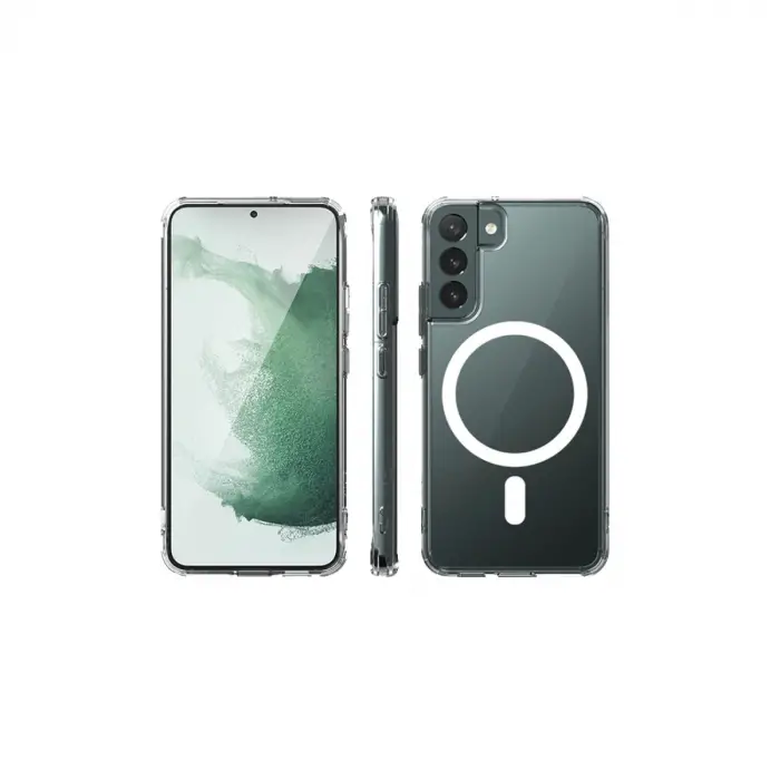 Samsung Galaxy S22 Kılıf Magneticsafe Şeffaf Silikon - Şeffaf