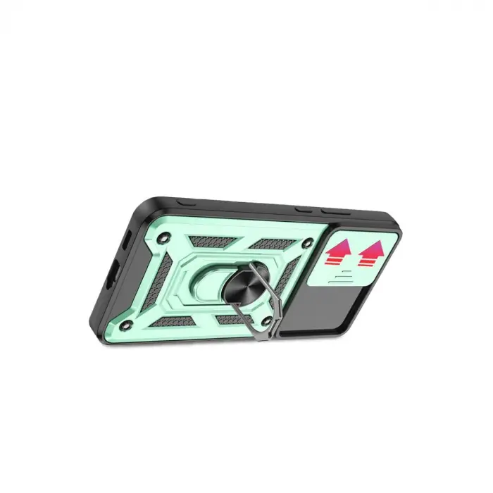 Samsung Galaxy S22 Kılıf Pars Lens Yüzüklü Silikon - Yeşil