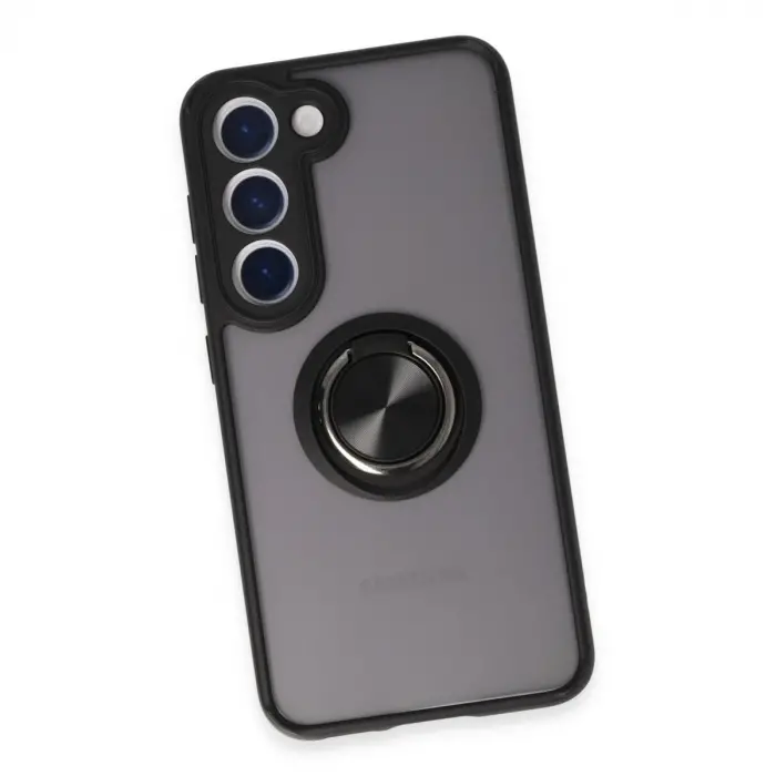 Samsung Galaxy S23 Kılıf Montreal Yüzüklü Silikon Kapak - Siyah