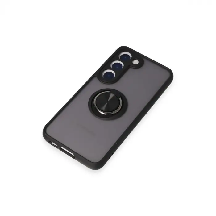 Samsung Galaxy S23 Kılıf Montreal Yüzüklü Silikon Kapak - Siyah