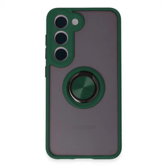 Samsung Galaxy S23 Kılıf Montreal Yüzüklü Silikon Kapak - Yeşil
