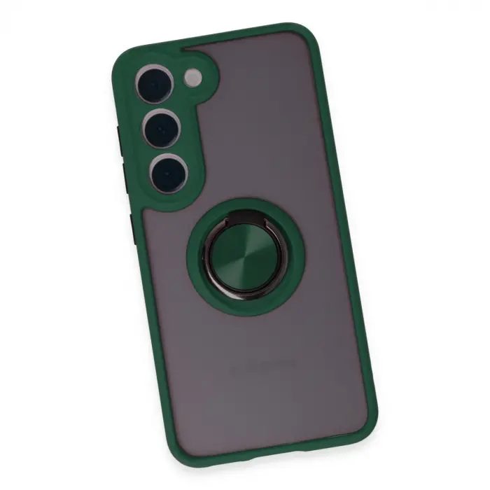 Samsung Galaxy S23 Kılıf Montreal Yüzüklü Silikon Kapak - Yeşil