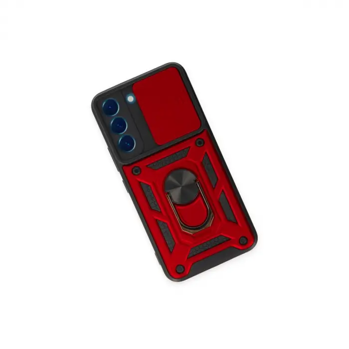 Samsung Galaxy S23 Kılıf Pars Lens Yüzüklü Silikon - Kırmızı