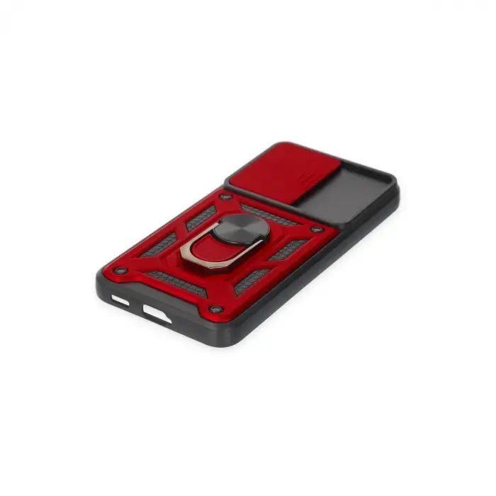 Samsung Galaxy S23 Kılıf Pars Lens Yüzüklü Silikon - Kırmızı