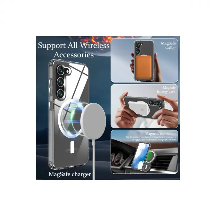 Samsung Galaxy S23 Plus Kılıf Magneticsafe Şeffaf Silikon - Şeffaf