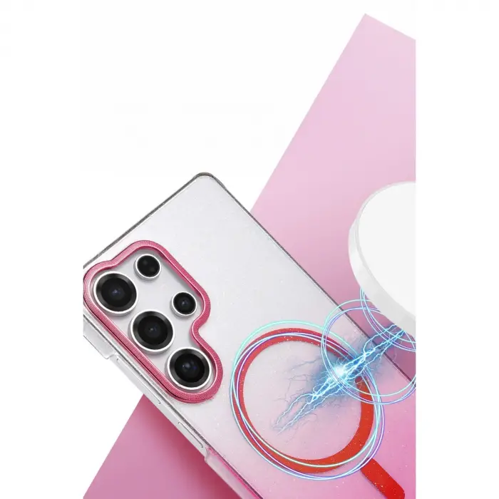Samsung Galaxy S23 Ultra Glossy Magsafe Kapak - Pembe
