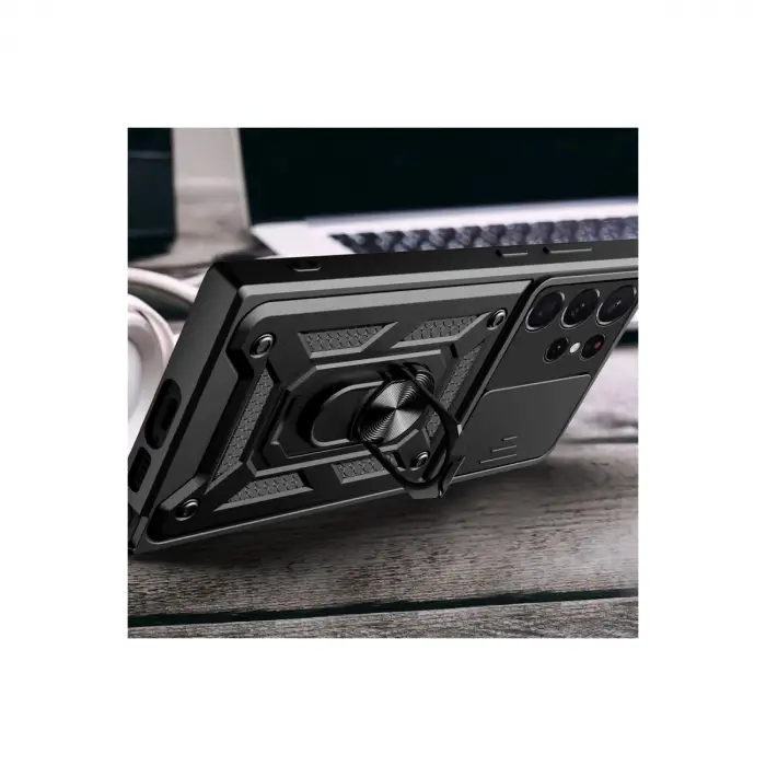 Samsung Galaxy S23 Ultra Kılıf Pars Lens Yüzüklü Silikon - Yeşil