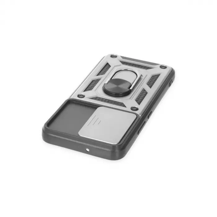 Samsung Galaxy S24 Kılıf Pars Lens Yüzüklü Silikon - Gümüş