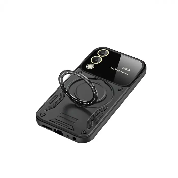 Samsung Galaxy S25 Edge Kılıf Joy Lens Standlı Kapak - Siyah
