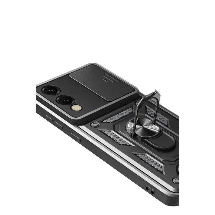 Samsung Galaxy S25 Edge Pars Lens Yüzüklü Silikon - Siyah