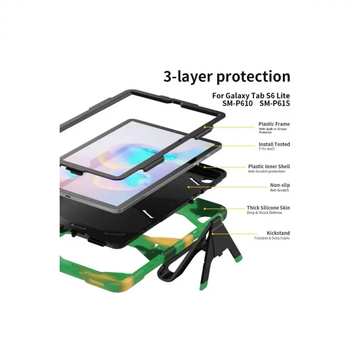 Samsung Galaxy T500 Tab A7 10.4 Kılıf Griffin Tablet Kapak - Kamuflaj