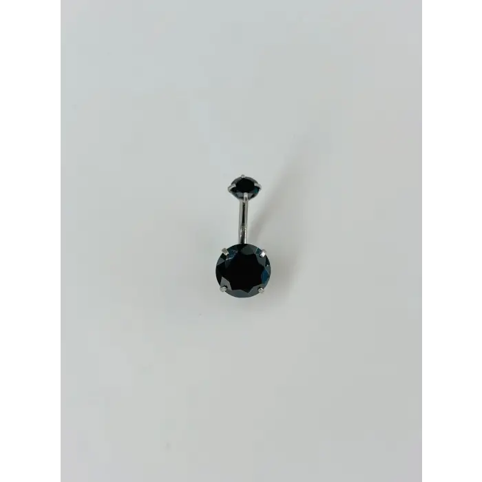 Siyah Taşlı Göbek Piercing - Pg0021