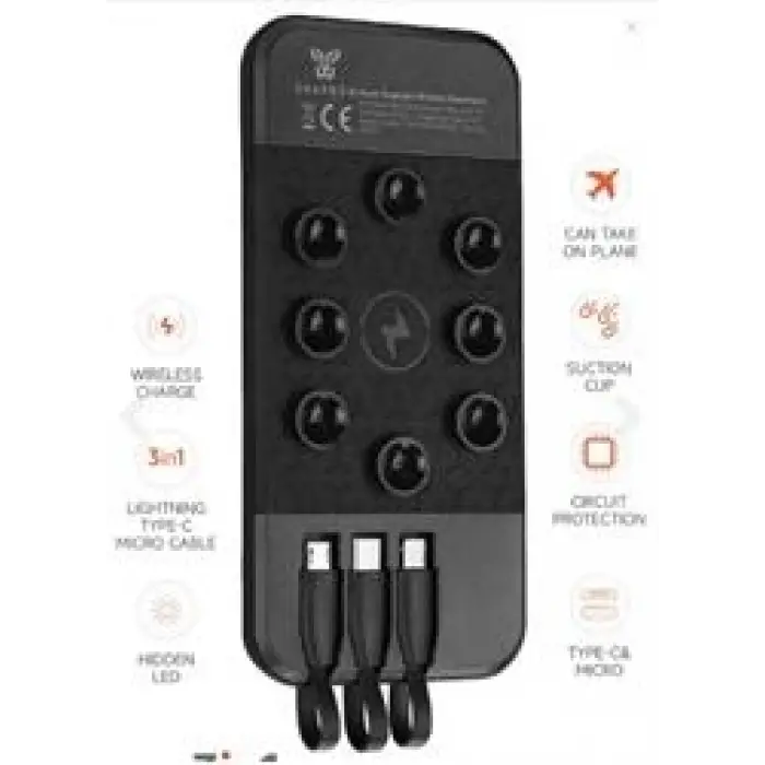 Snapron SNP-3003 10.000 Mah Vantuzlu Wireless Kablosuz ve 3in1 Kablolu Powerbank